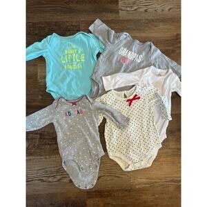 Baby Girl 3-Month Long Sleeve Button Bottom Bodysuit Lot-Daddy and Grandpa
